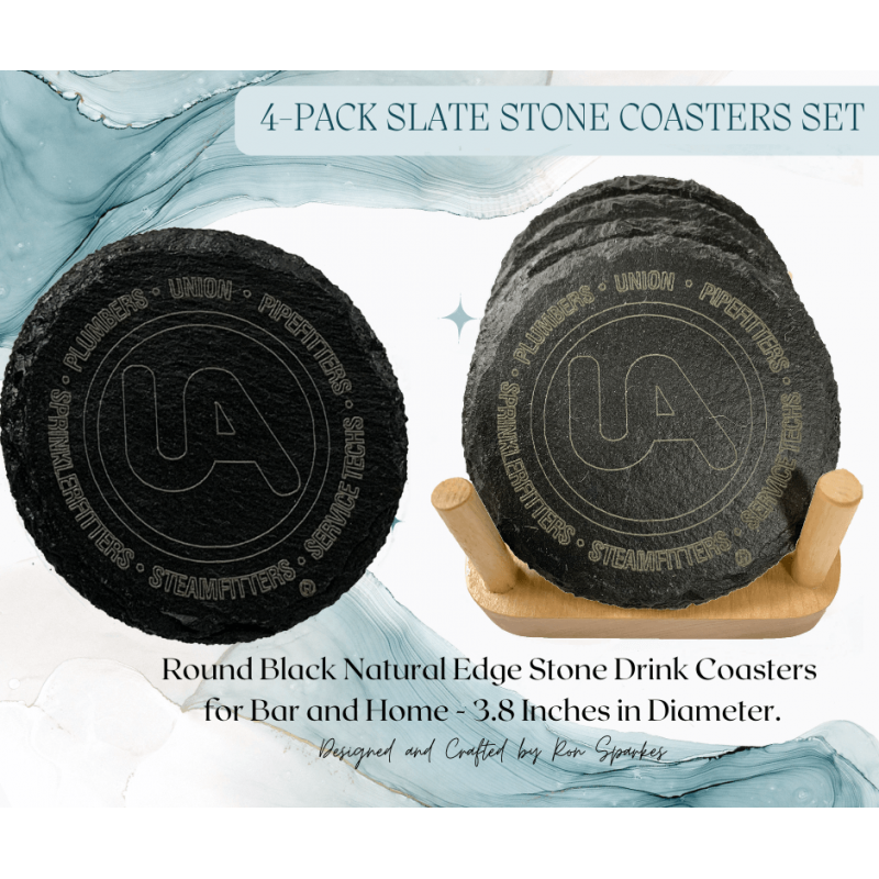 4-Pack Slate Stone Coasters Set