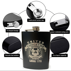 Flask  Black 8oz Stainless...