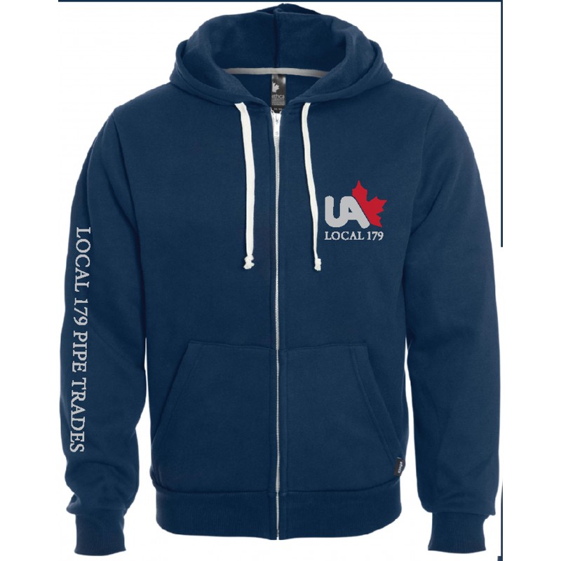 Navy Union made Organic Cotton/Poly Zippered Hoodie